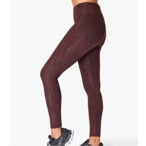 Sweaty Betty All Day Leggings 7/8 Emboss Maroon Red XL